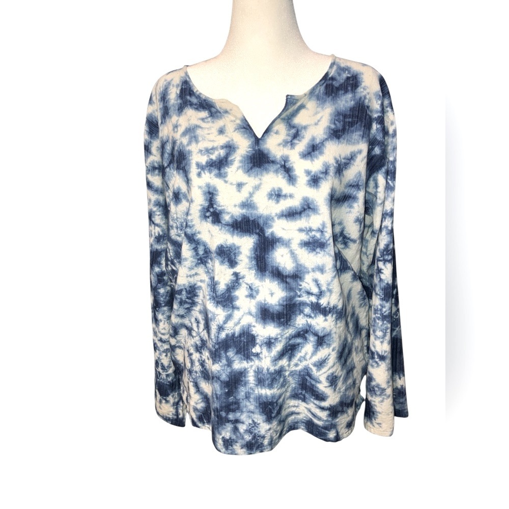 Earthbound Trading Co. Blue Tie-Dye Cotton Blend Shirt XL